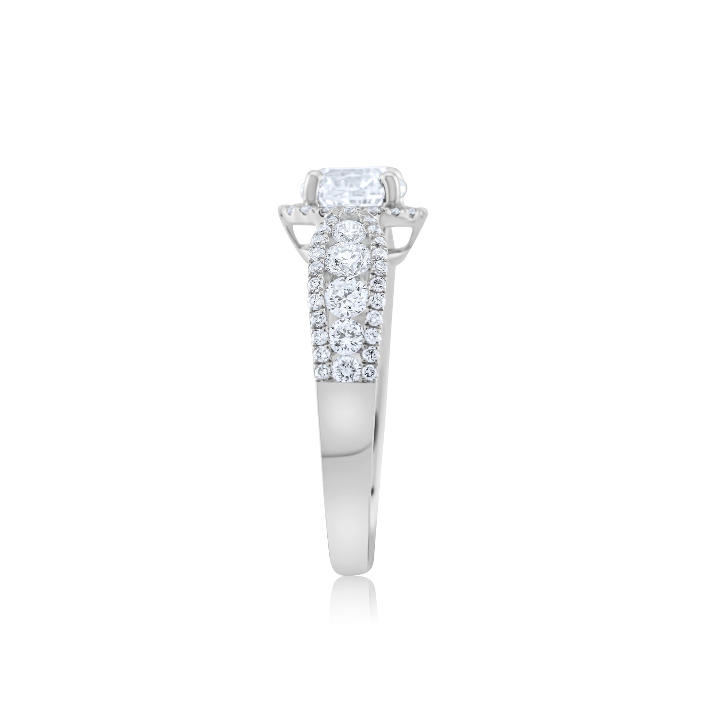 18K White Gold Round Diamond Halo Engagement Ring 1 ¾ Ct