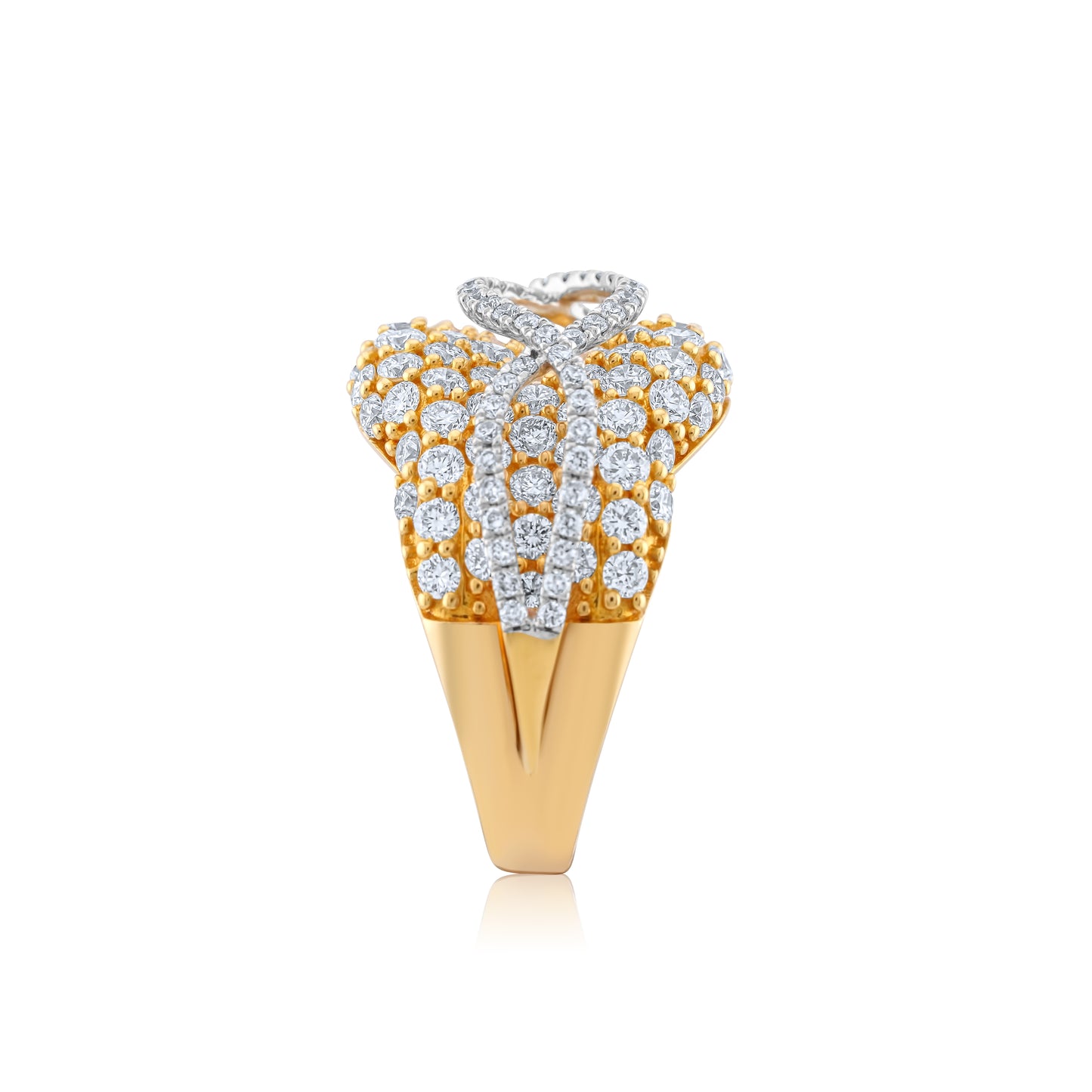 18K Two-Tone White Gold Diamond Cocktail Ring ~ 3 ½ Ct