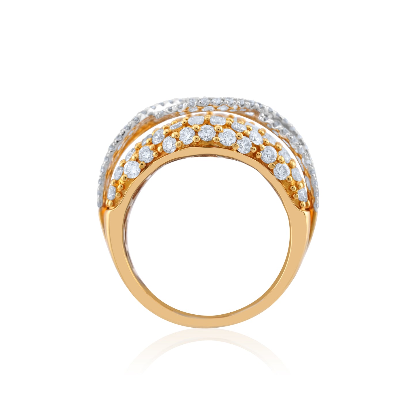 18K Two-Tone White Gold Diamond Cocktail Ring ~ 3 ½ Ct