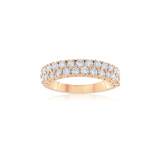 14K Rose Gold Diamond Two-Row Band 1.10 Ct