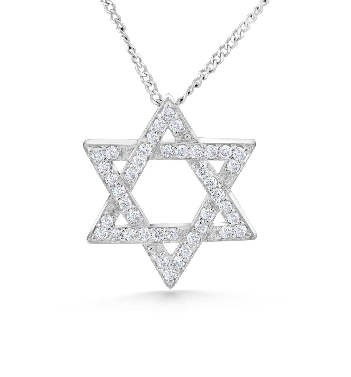 14K White Gold Diamond Star of David Pendant ~ ¾ Ct