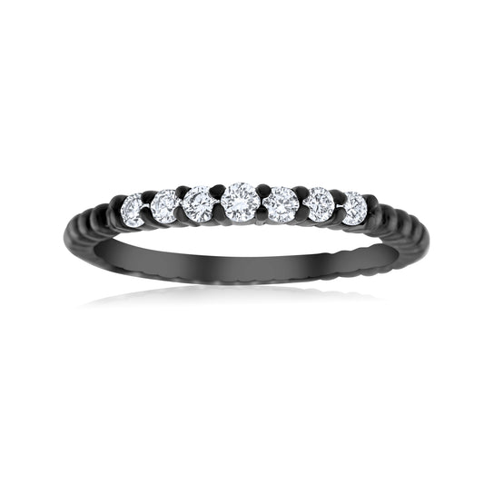 14K White Gold Black Rhodium Diamond Band ¼ Ct