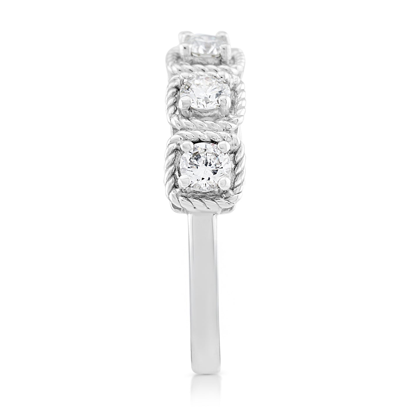 14K White Gold Diamond Stackable Wedding Band ¾ Ct