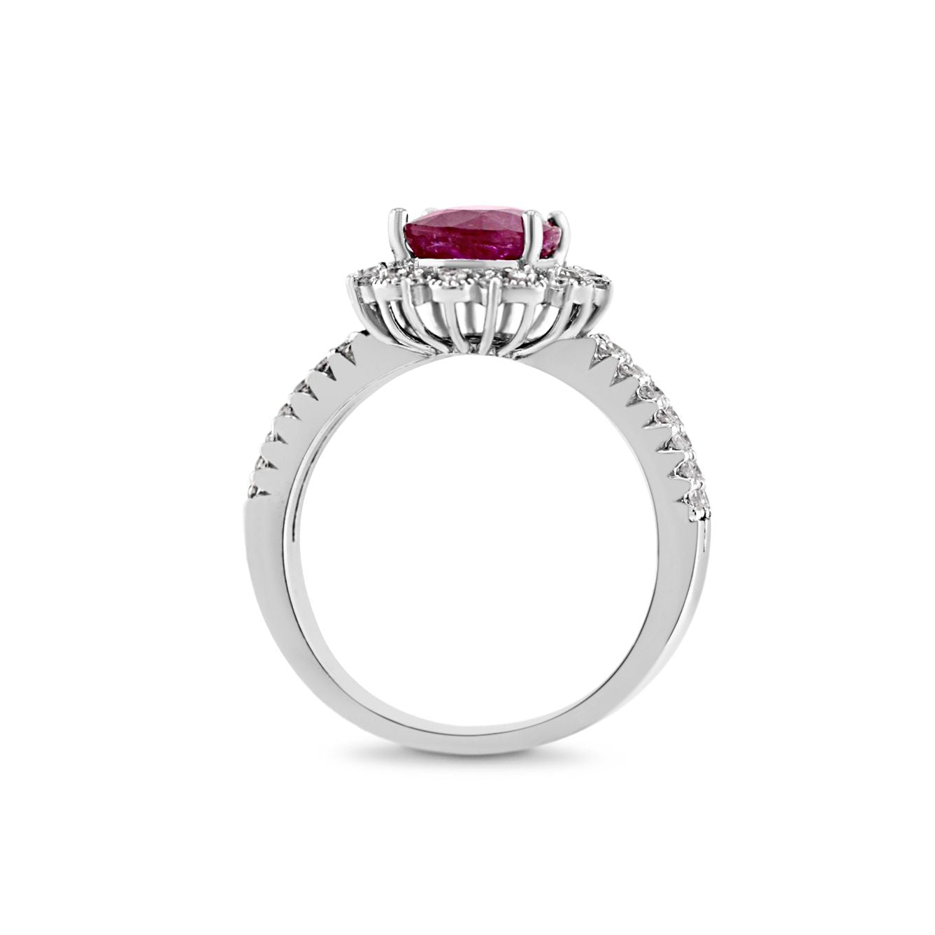 14K White Gold Burmese Ruby & Diamond Ring - 2 3/4 Ct