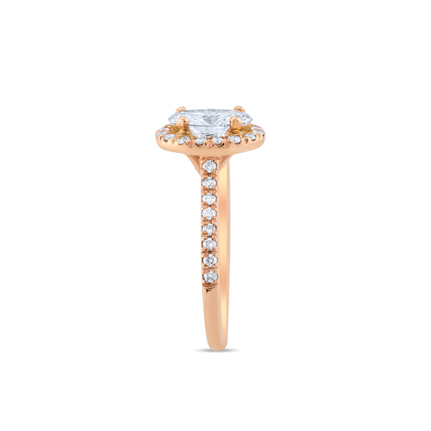 14K Rose Gold Diamond Halo Engagement Ring ~ 1 1/2 Ct