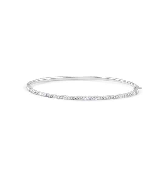 14K White Gold Diamond Tennis-Like Bangle ~ ¾ Ct
