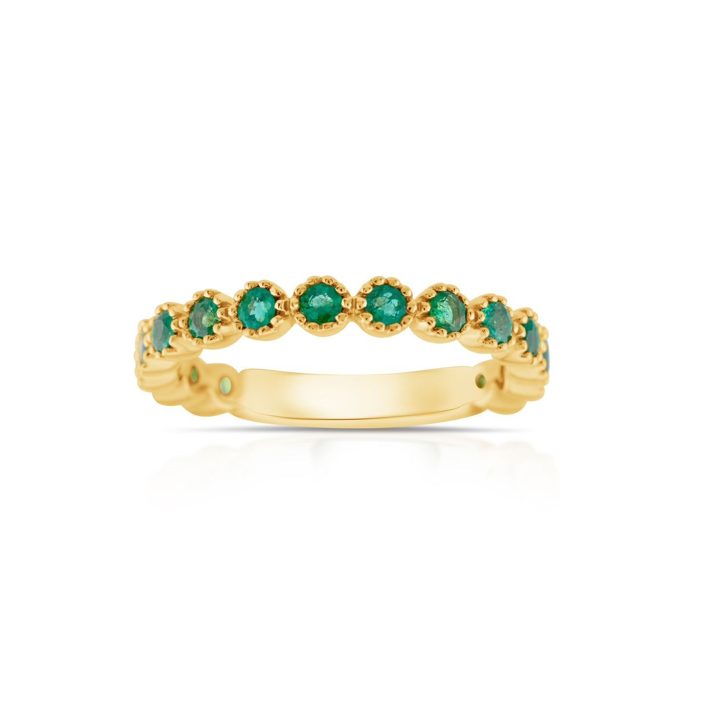 14K Yellow Gold Emerald Band ~ 1 Ct