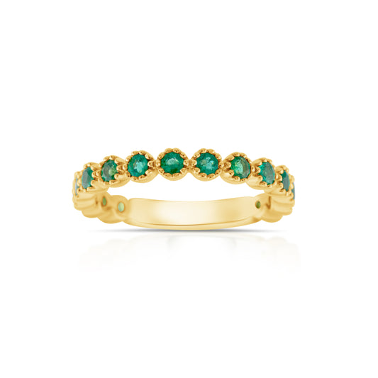 14K Yellow Gold Emerald Band ~ 1 Ct