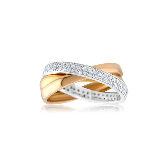 14K Three-Tone Gold Diamond Bands ~ 1 Ct