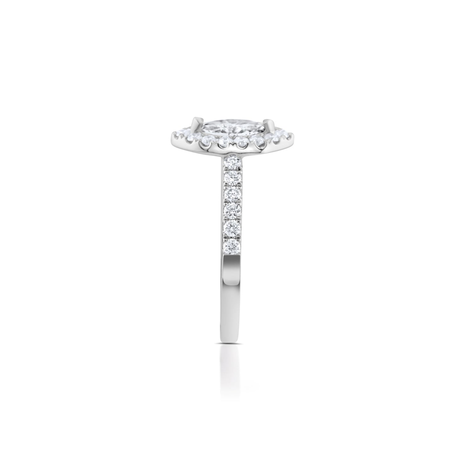 14K White Gold Halo Marquise Cut Diamond Engagement Ring ~ 1 Ct