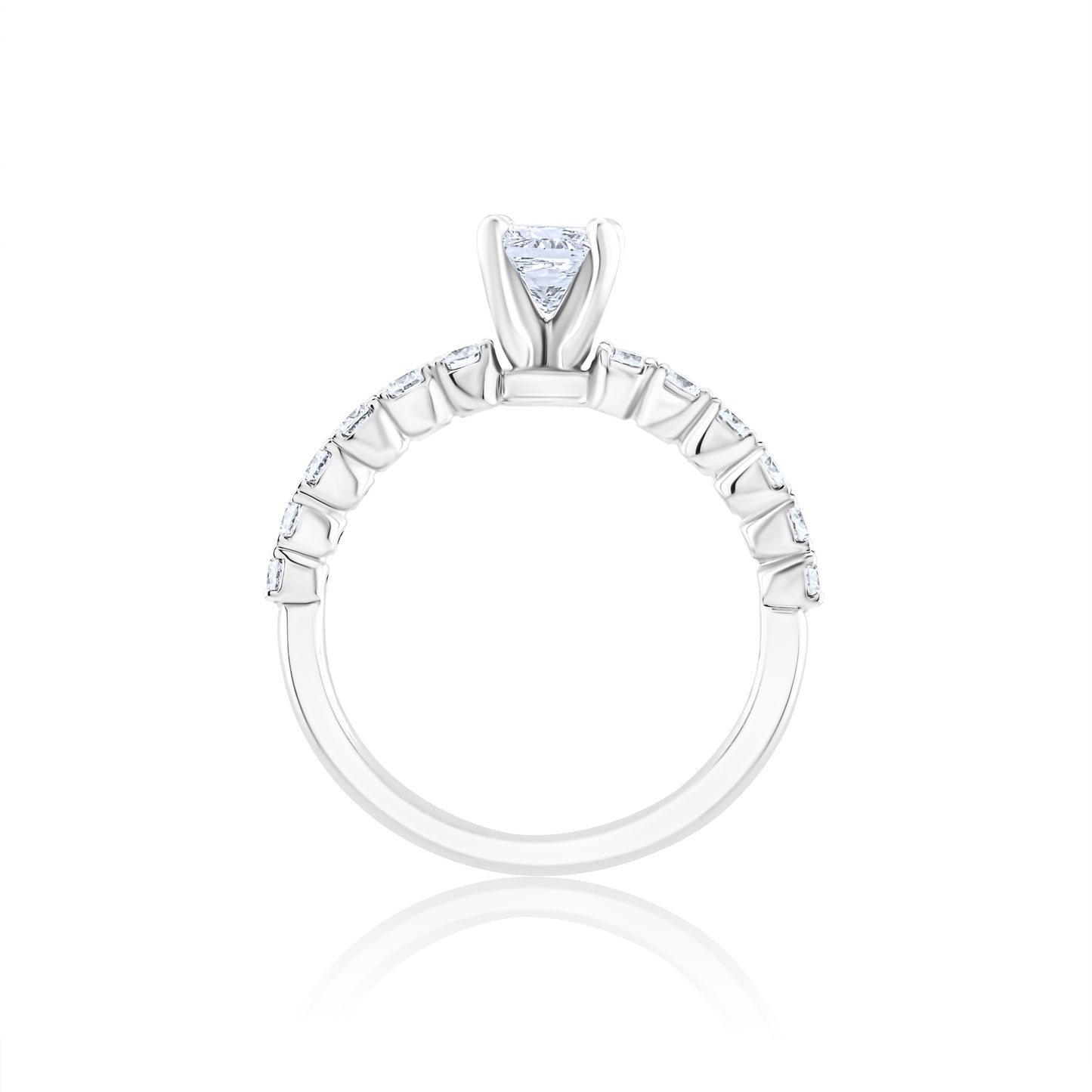 14K White Gold Princess Diamond Engagement Ring 1 Ct