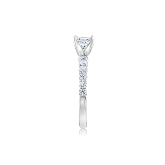 14K White Gold Princess Diamond Engagement Ring 1 Ct