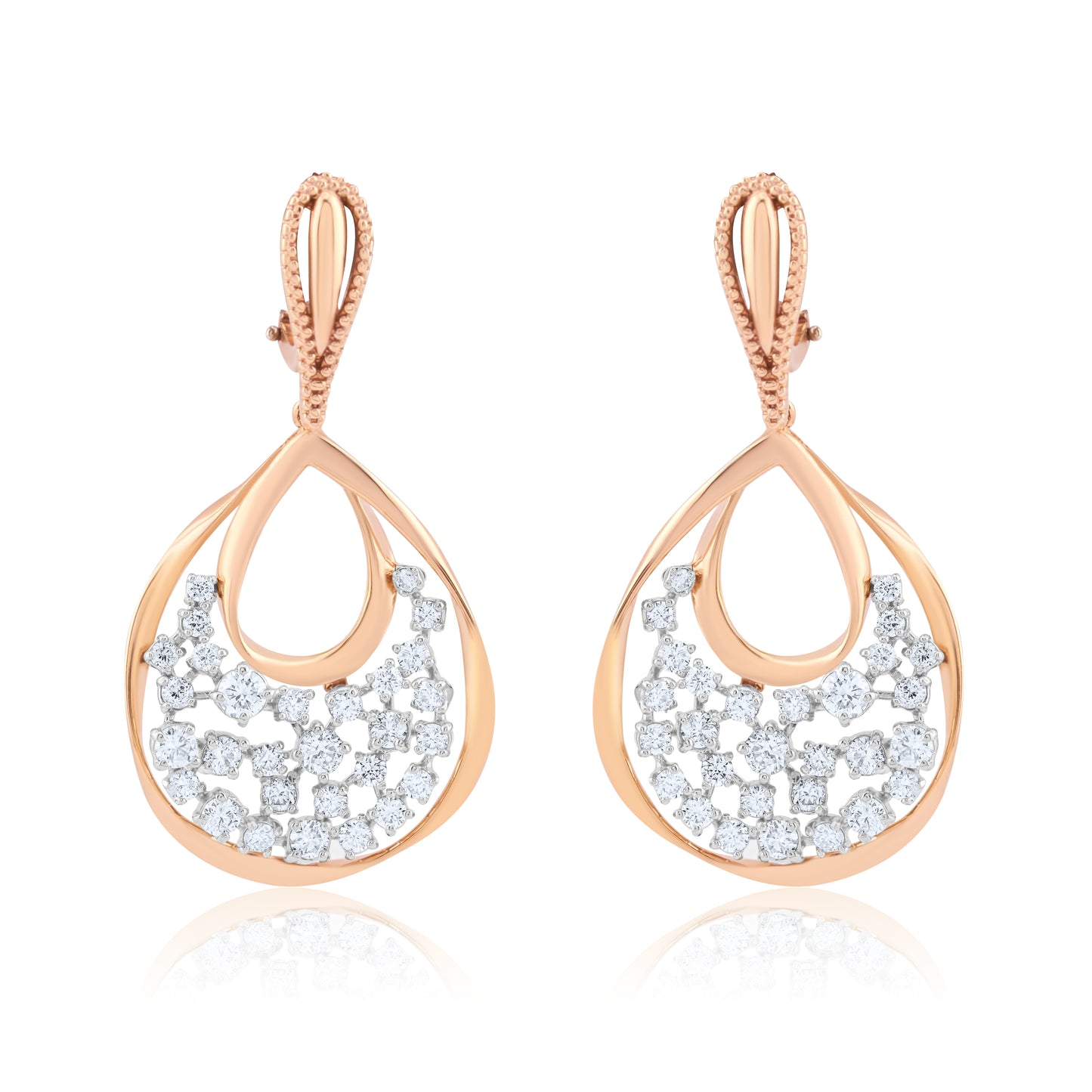 14K Two-Tone Gold Drop Earrings ~ 2 Ct