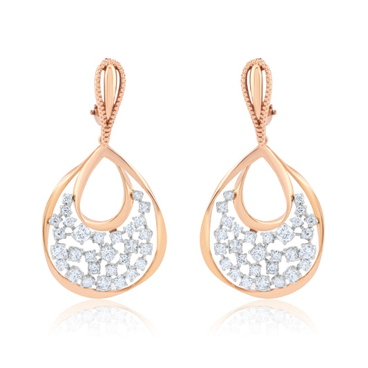 14K Two-Tone Gold Drop Earrings ~ 2 Ct