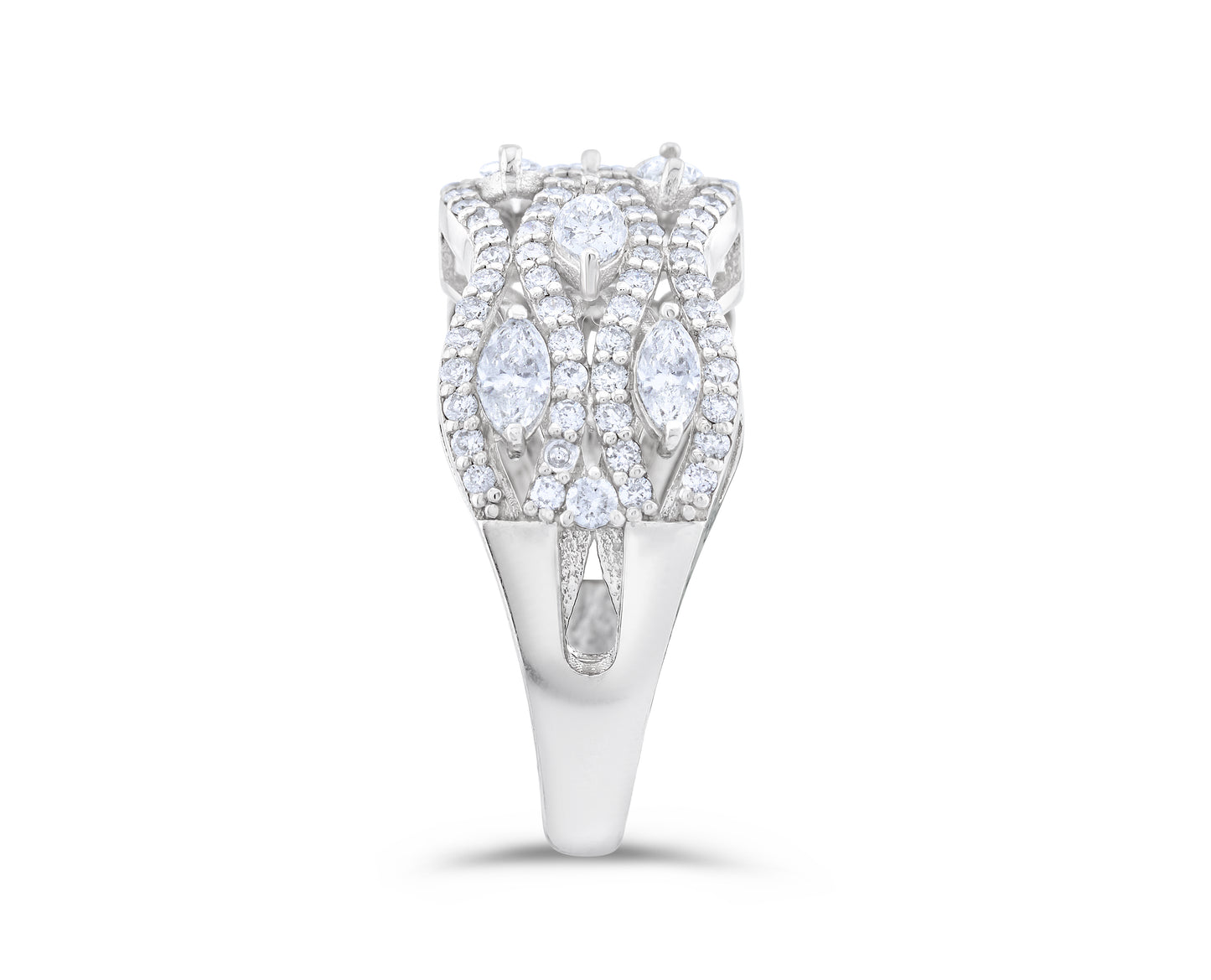14K White Gold Diamond Anniversary Ring 1.5 Ct