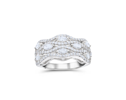14K White Gold Diamond Anniversary Ring 1.5 Ct
