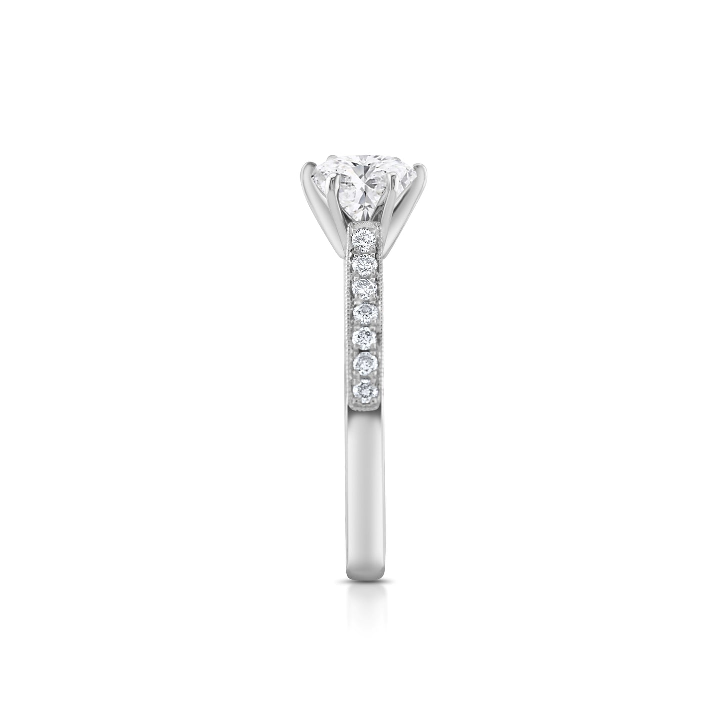 18K White Gold Round Diamond Engagement Ring ~ 1 ½ Ct