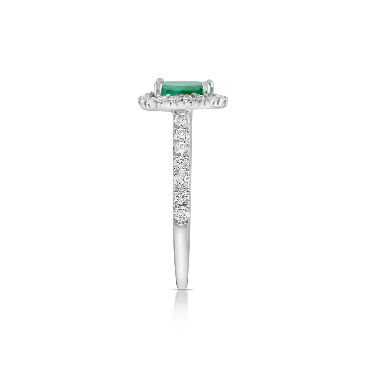 14K White Gold Diamond & Emerald Halo Ring ~ 1 ½ Ct