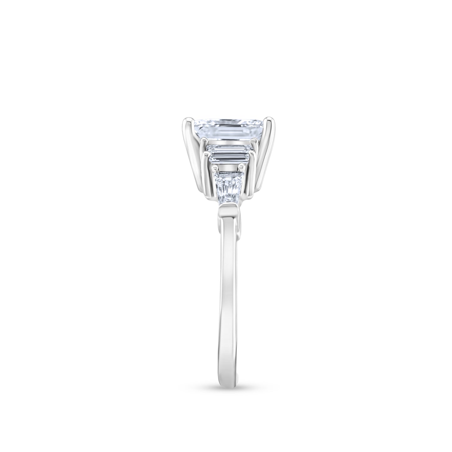 14K White Gold Princess & Baguette Cut Diamonds Engagement Ring ~ 3 Ct