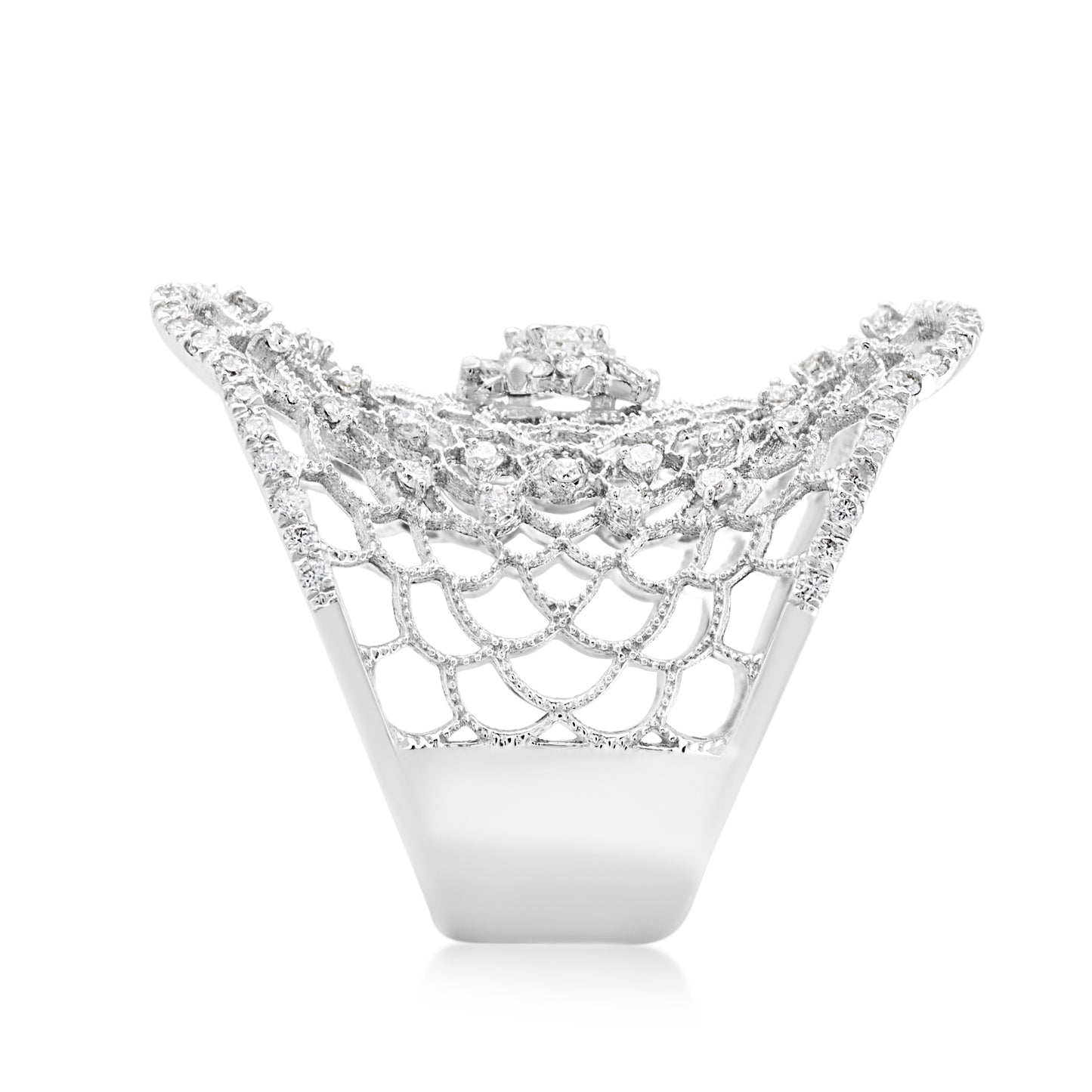 18K White Gold Diamond Cocktail Ring 1 ½ Ct