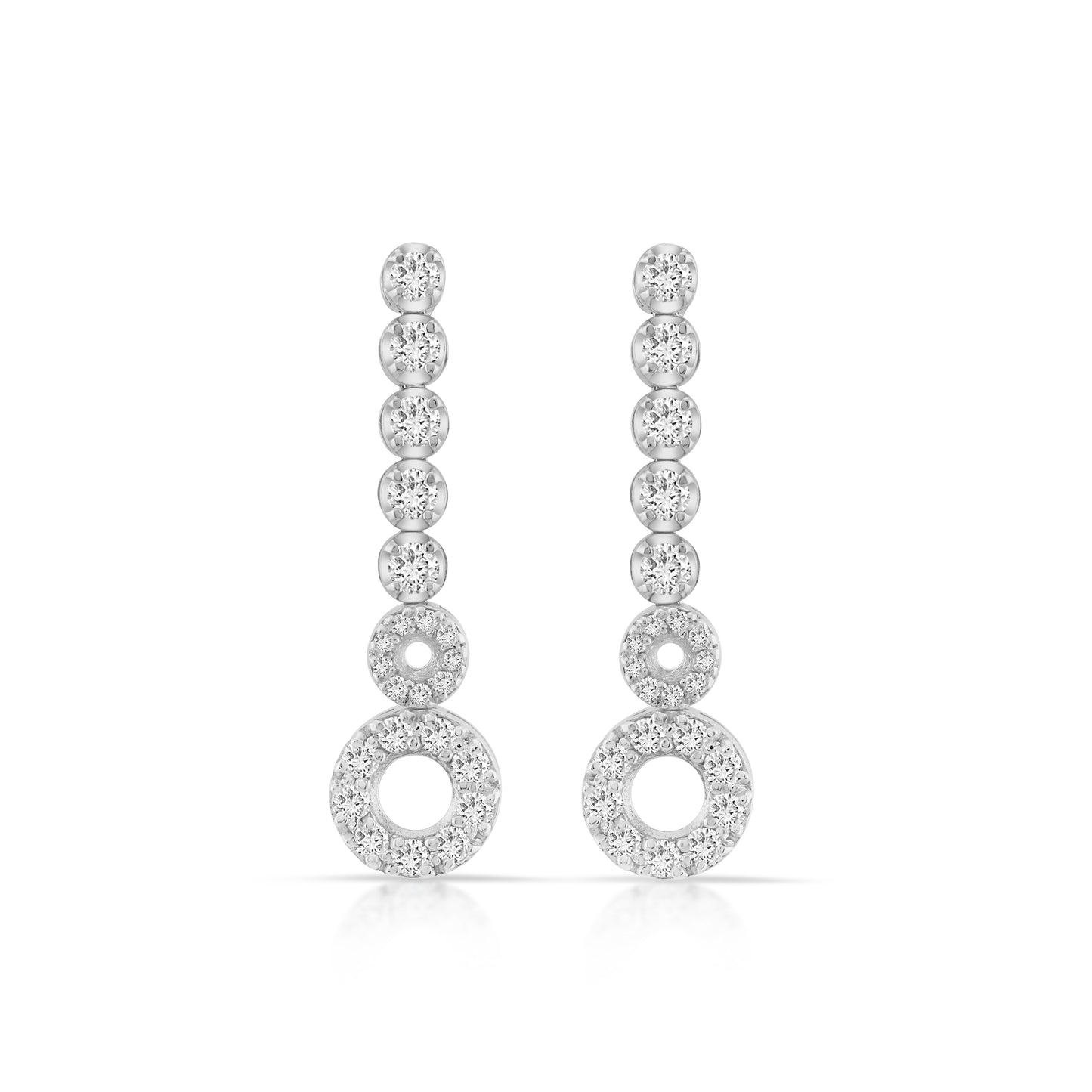 14K White Gold Circle Drop Diamond Earrings ~ ¾ Ct
