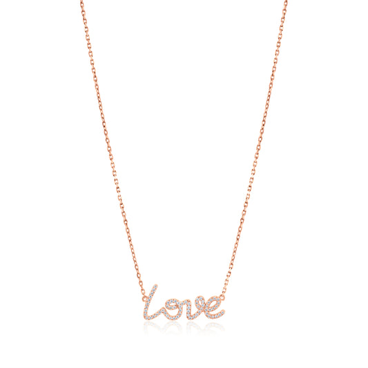 14K Rose Gold Diamond Love Necklace ½ Ct