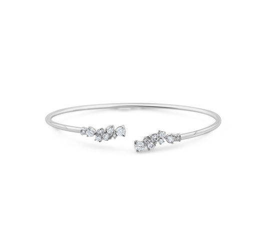 14K White Gold Diamond Hug Bangle 1 Ct