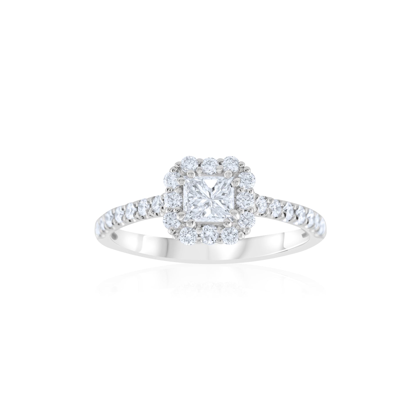 14K White Gold Halo Diamond Engagement Ring ~ 1 ¼ Ct