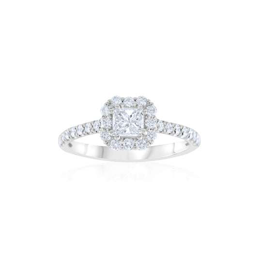 14K White Gold Halo Diamond Engagement Ring ~ 1 ¼ Ct