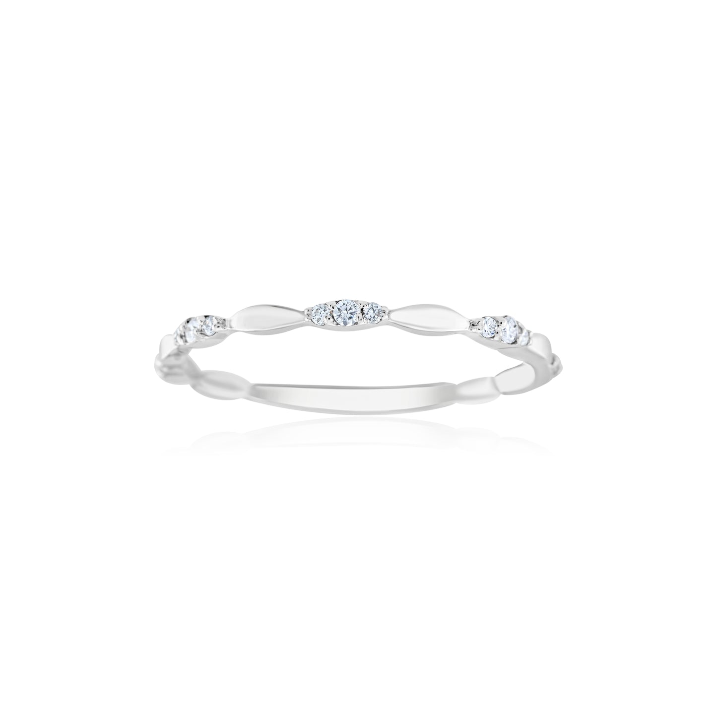 14K White Gold Diamond Fashion Stackable Band 1/10 Ct