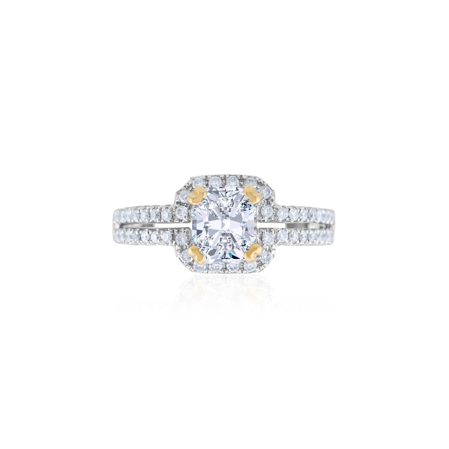 18K Two-Tone Gold Light Yellow Diamond Engagement Ring ~ 1 2/3 Ct