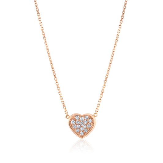 14K Rose Gold Diamond Heart Necklace 1/3 Ct