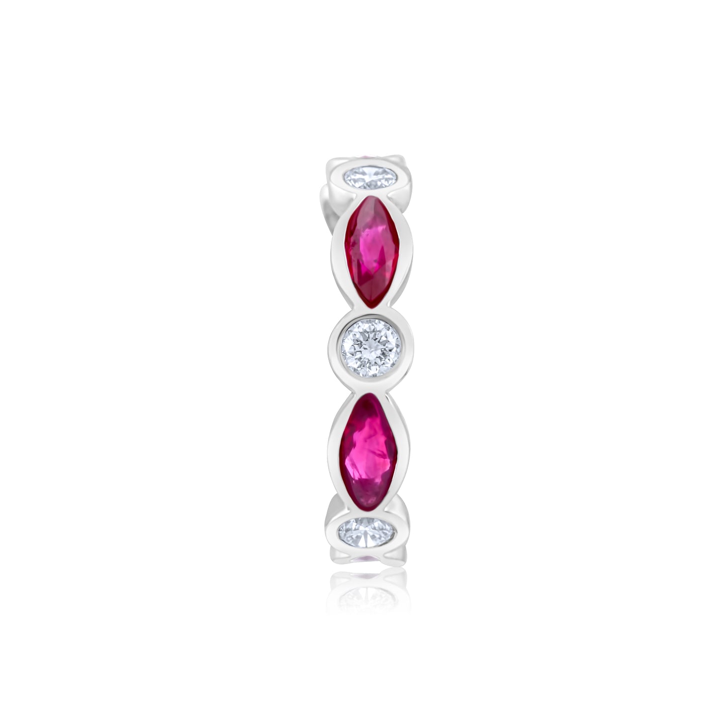 14K White Gold Diamond & Ruby Eternity Fashion Band 2.38 Ct