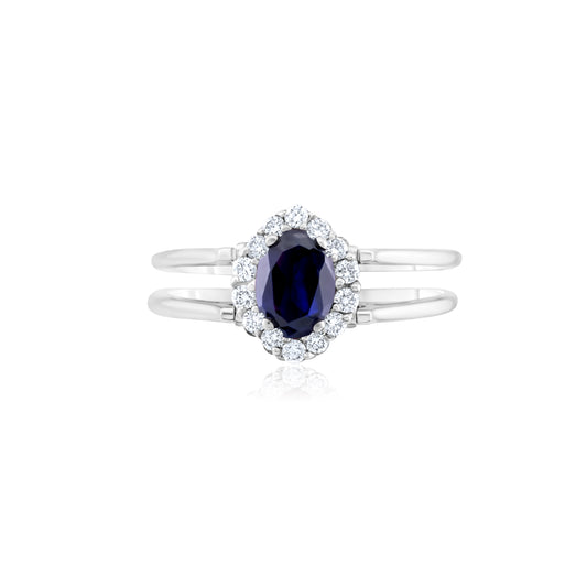 14K White Gold Diamond, Ruby & Sapphire Reversible Ring 1 2/3 Ct