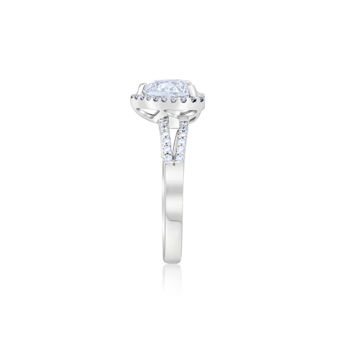 18K White Gold Diamond Halo Heart-Shaped Engagement Ring 2 1/3 Ct