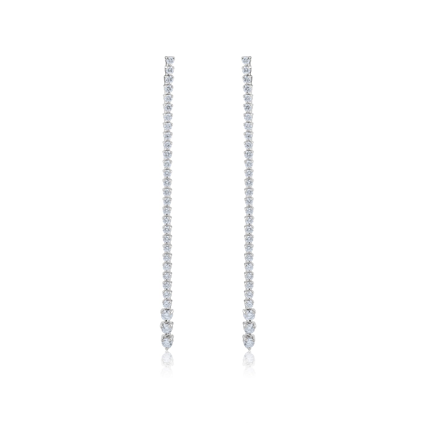 14K White Gold Diamond Tennis Drop Earrings ~ 2 ½ Ct