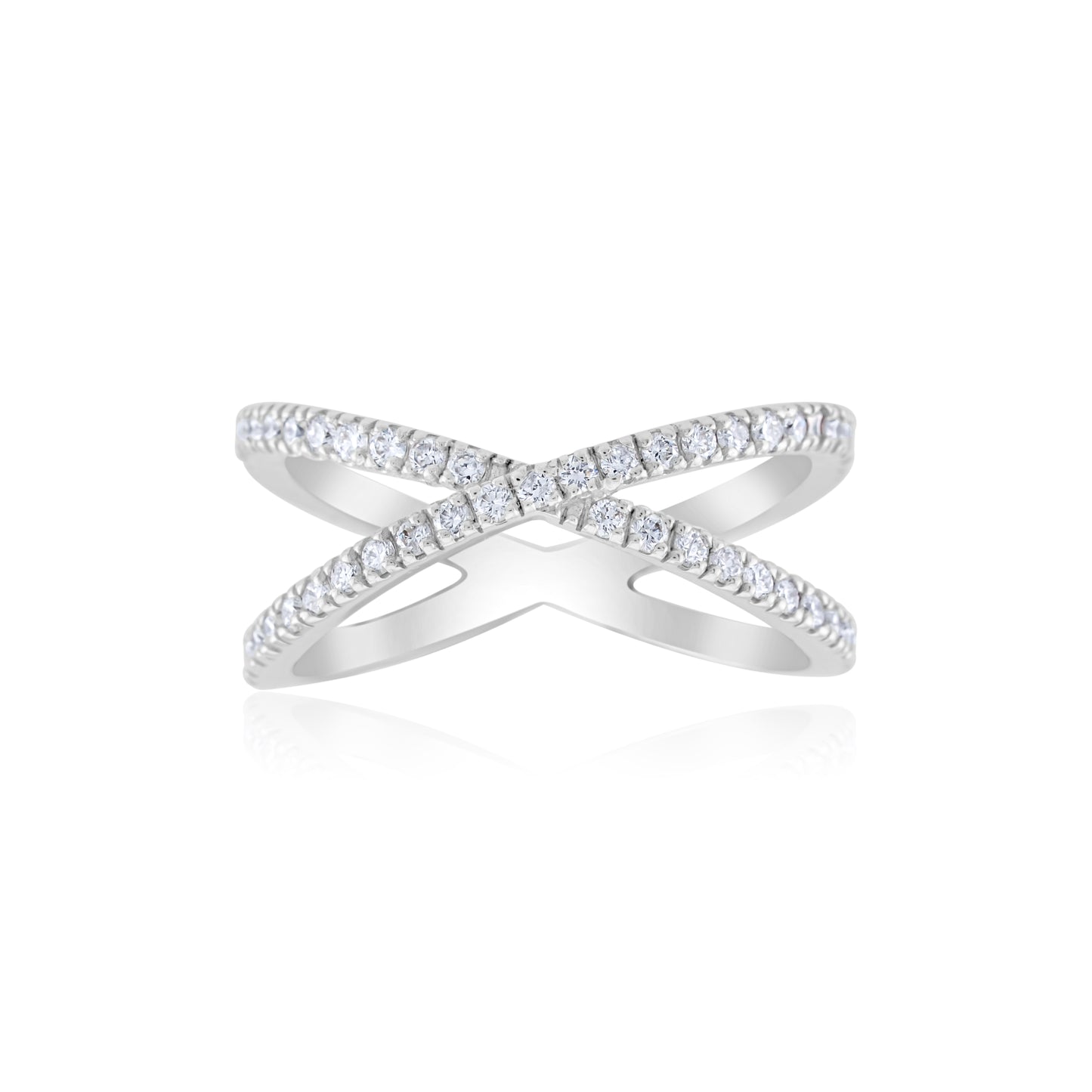 14K White Gold Diamond Crisscross Band ½ Ct
