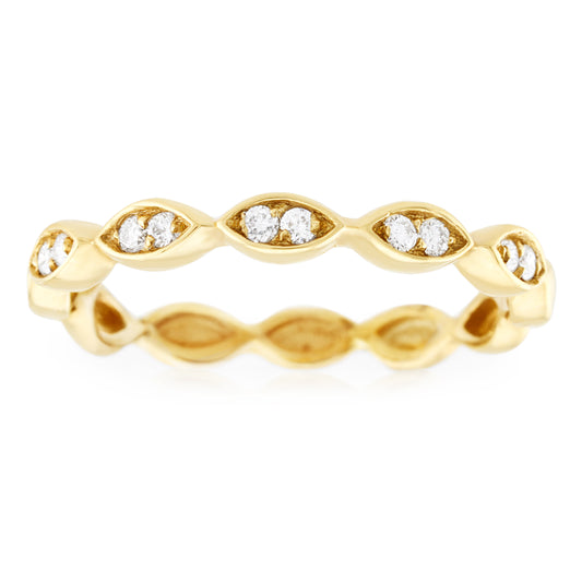 14K Yellow Gold Diamond Band 1/6 Ct