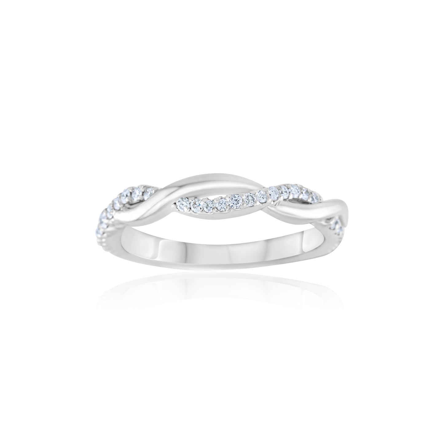 14K White Gold Diamond Stackable Twist Band ~ ¼ Ct