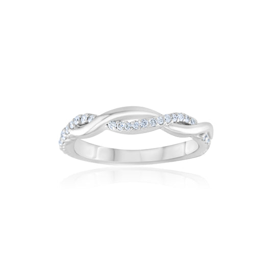 14K White Gold Diamond Stackable Twist Band ~ ¼ Ct