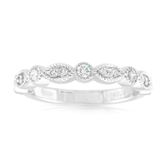 14K White Gold Diamond Stackable Band ¼ Ct