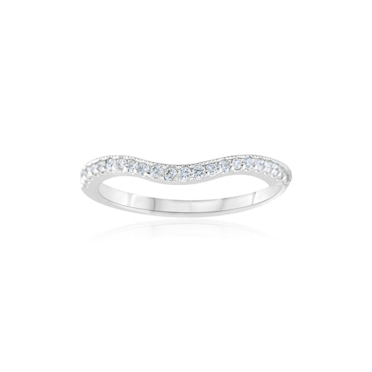 14K White Gold Diamond Curved Jacket Band ¼ Ct