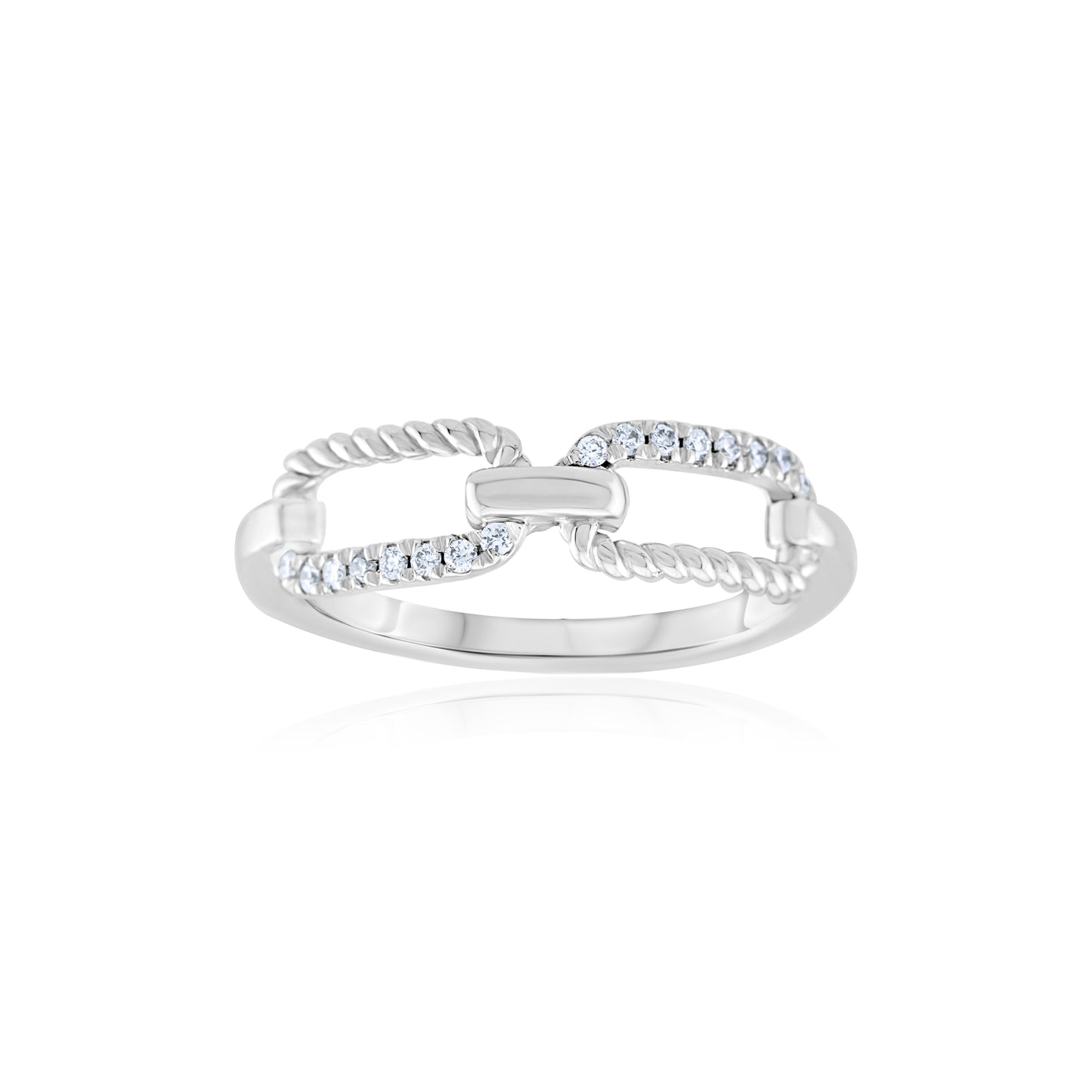 14K White Gold Diamond Links Band 1/6 Ct
