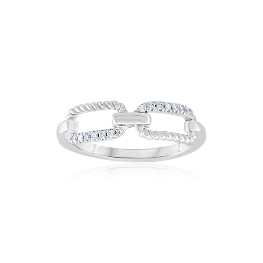 14K White Gold Diamond Links Band 1/6 Ct