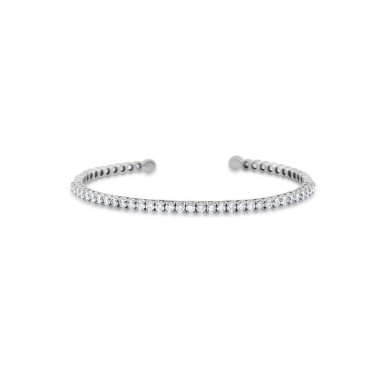 14K White Gold Diamond Hug Bangle ~ 2 Ct