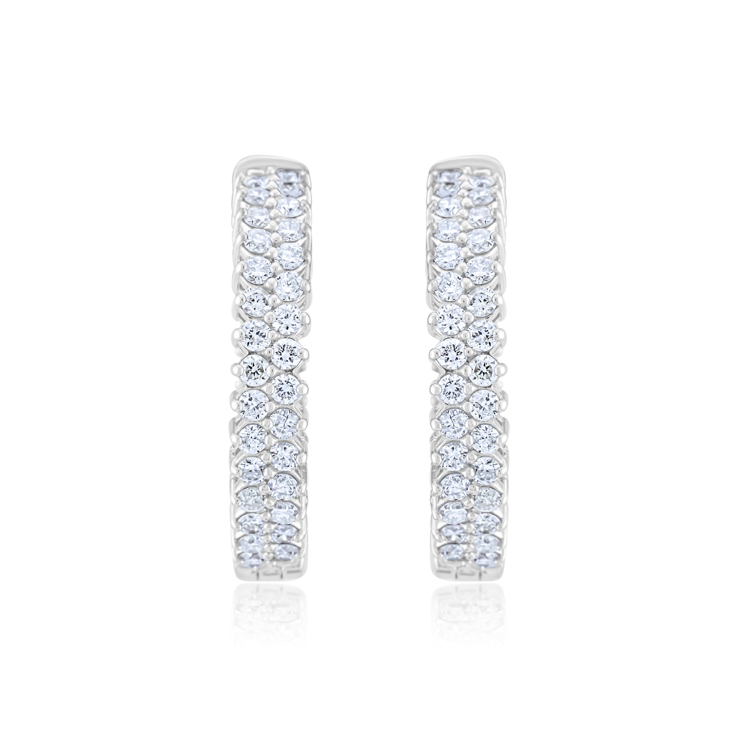 14K White Gold Diamond Inside-Out Hoop Earrings ~ 2 Ct