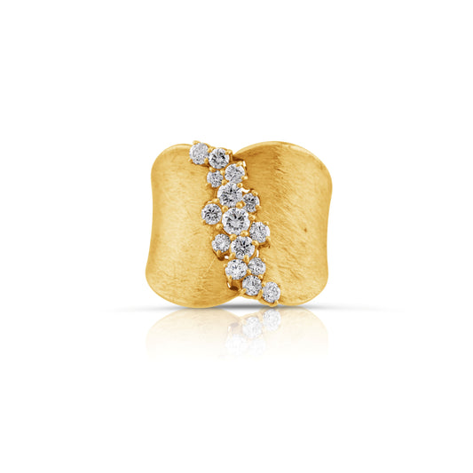 14K Yellow Gold Diamond Statement Ring ~ 1 1/3 Ct