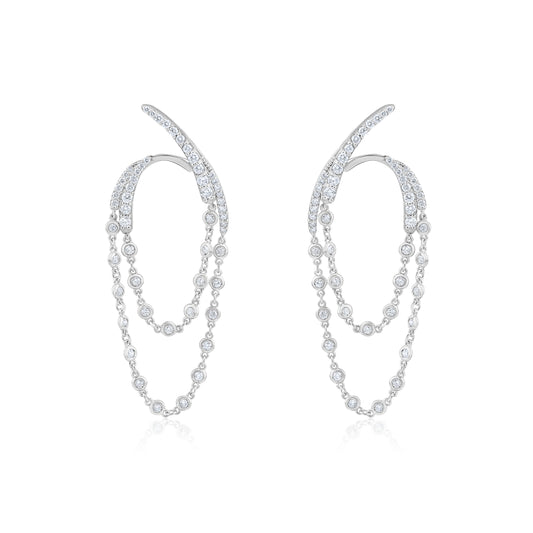 14K White Gold Diamond Chandelier Earrings 2.08 Ct