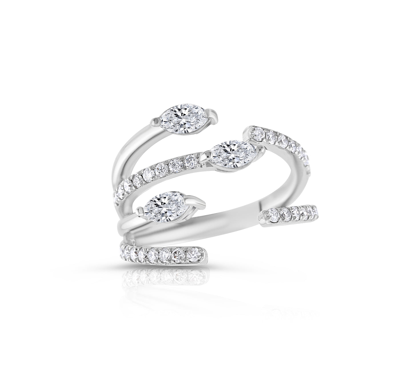 14K White Gold Diamond Right-Hand Ring 1.11 Ct