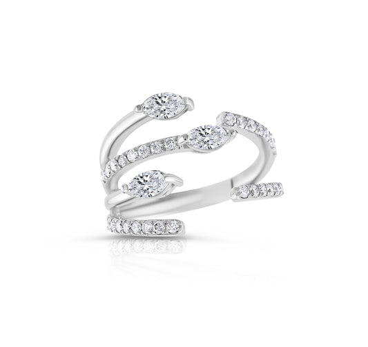 14K White Gold Diamond Right-Hand Ring 1.11 Ct